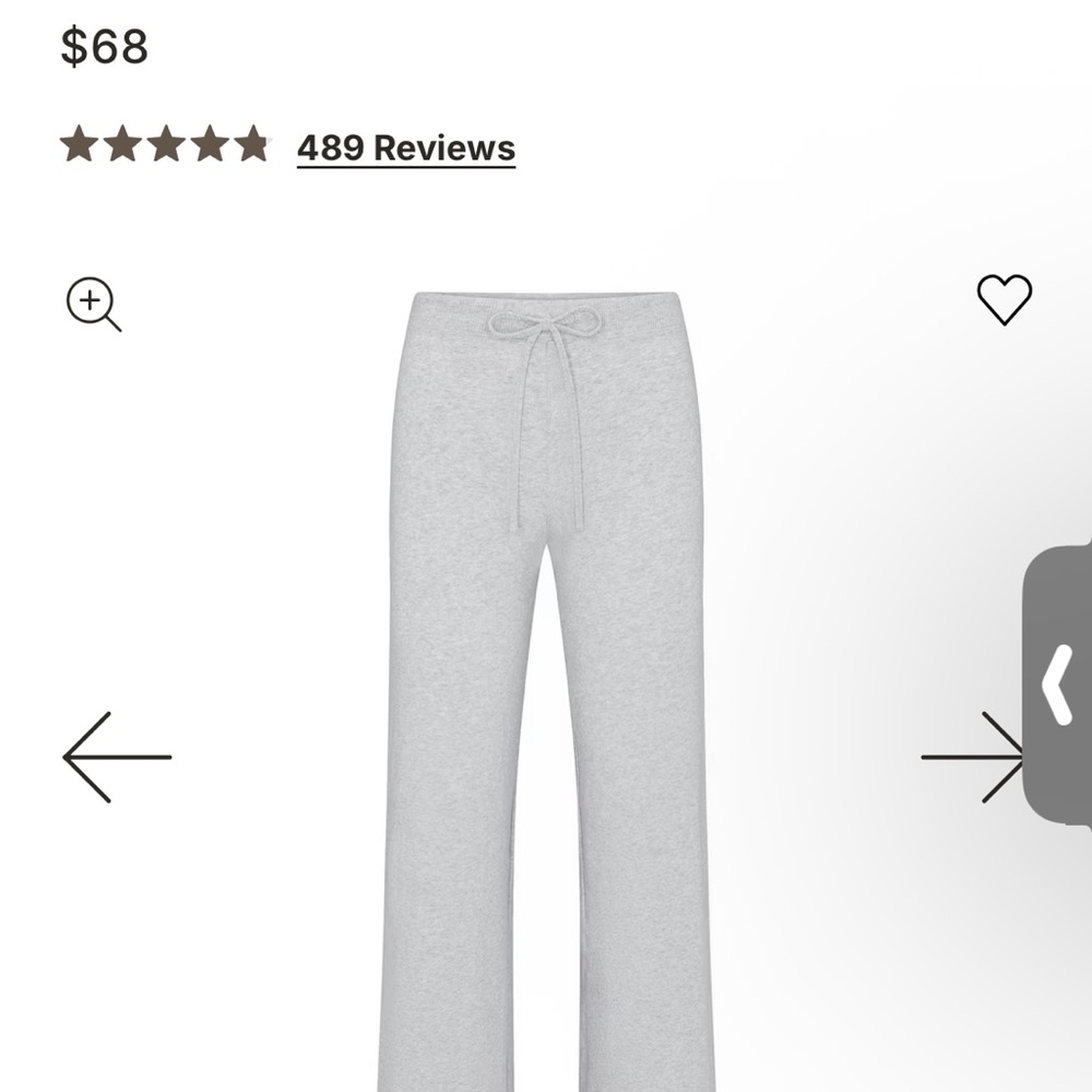SKIMS cotton jersey straight leg pants heather grey - Picture 2 of 3